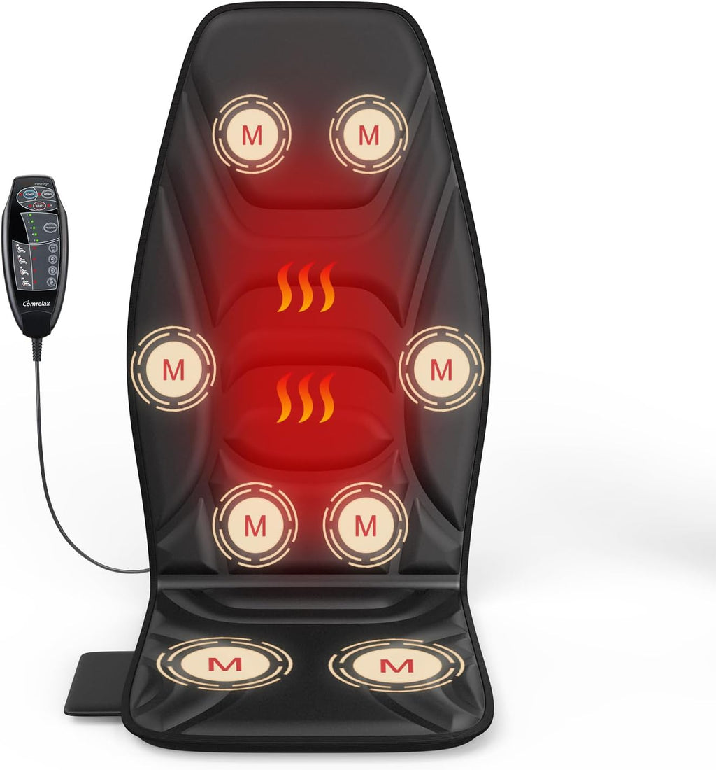Massage Seat Cushion with Heat, Back Massager for Pain Relief Deep Tissue, Vibration Massage Chair Pad, Chair Massager for Home Office Use, Gifts for Men & Women
