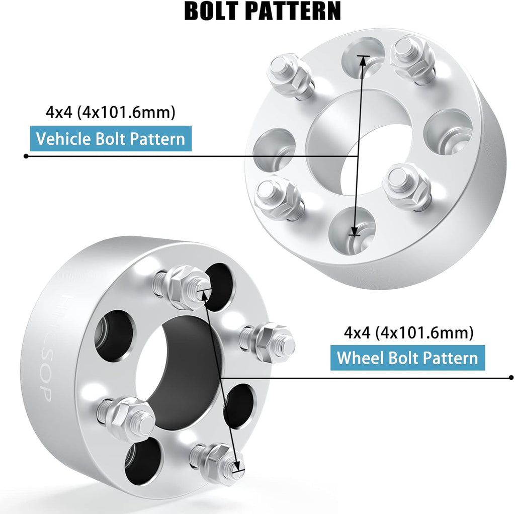 HHCSOP 4x4 2" Golf Cart Wheel Spacers for EZ GO EZGO Club Car, 4PCS 4x101.6mm ATV Wheel Adapters Hub Bore 62mm with 1/2" Studs