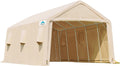 ADVANCE OUTDOOR 13x20 ft Carport 2 Roll up Doors & Vents Outdoor Portable Storage Shelter Garage Tent for Vehicle Boat Truck Anti-UV Snow Resistant Waterproof, Beige