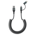 USB to USB C and Lightning Cable Support Apple Carplay & Android Auto - 3A Fast Charge & 480Mbps Data Sync Coiled Lightning Cable USB C iPhone Charger Cord for iPhone 16 15 14 13 12 11 Android