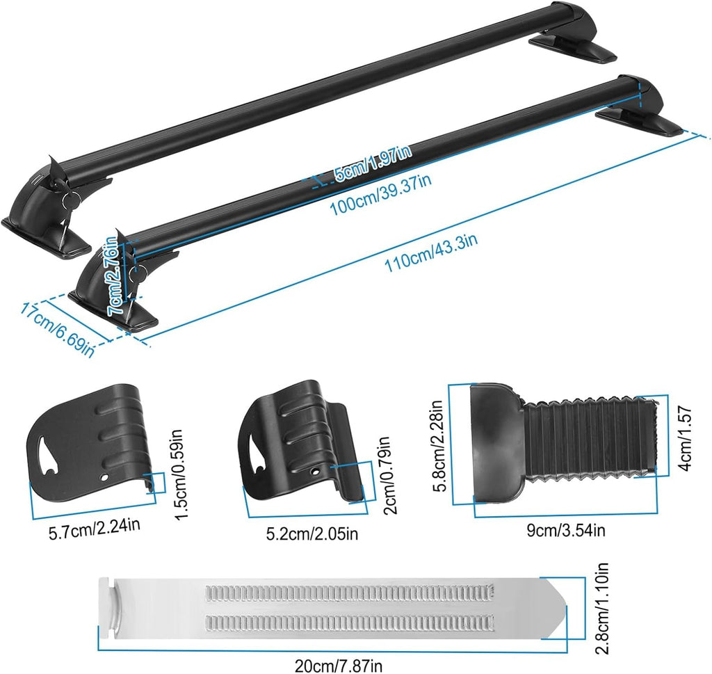 Universal Car Roof Rack, 43" Cross Bars with Anti-Theft Lock, Adjustable Aluminum Alloy Crossbars Heavy Duty Roof Crossbars for Car Roof Cargo Carrier, 165LBS Max Load