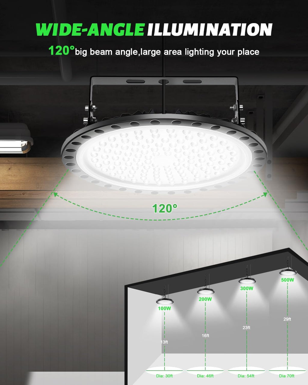 Viugreum High Bay LED Shop Lights, 300W UFO LED High Bay Light 30,000LM 120V LED High Bay Lights 5000K Daylight, Alternative to 1300W MH/HPS for Garage Workshop Barn Factory Warehouse - 10 Pack