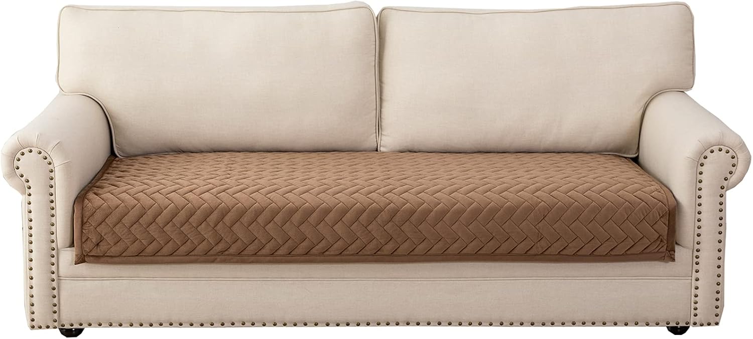 Eismodra Couch Cover,Sectional Couch Covers,Sofa Covers for 3 Cushion Couch,Anti-Slip Sofa Slipcovers for Dogs Cats Kids Loveseat Recliner L Shaped Armrest Backrest,Brown 43''x82''(Only 1 Piece)