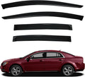 Window Visors Sun/Rain Guard Compatible with 2008 2009 2010 2011 2012 Chevy Malibu 08-12 Malibu Front+Rear Smoke Tint Outside Mount Tape-On Vent Window Wind Deflectors