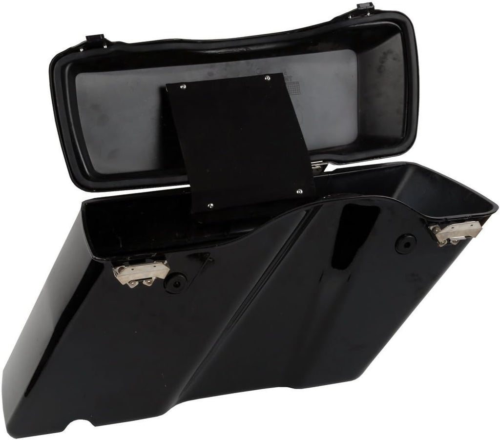 XFMT Gloss Black Hard Saddle bags Trunk w/Lid Latch & Key+Saddlebag Conversion Brackets Mounts For Harley Davidson Softail 1994-2013