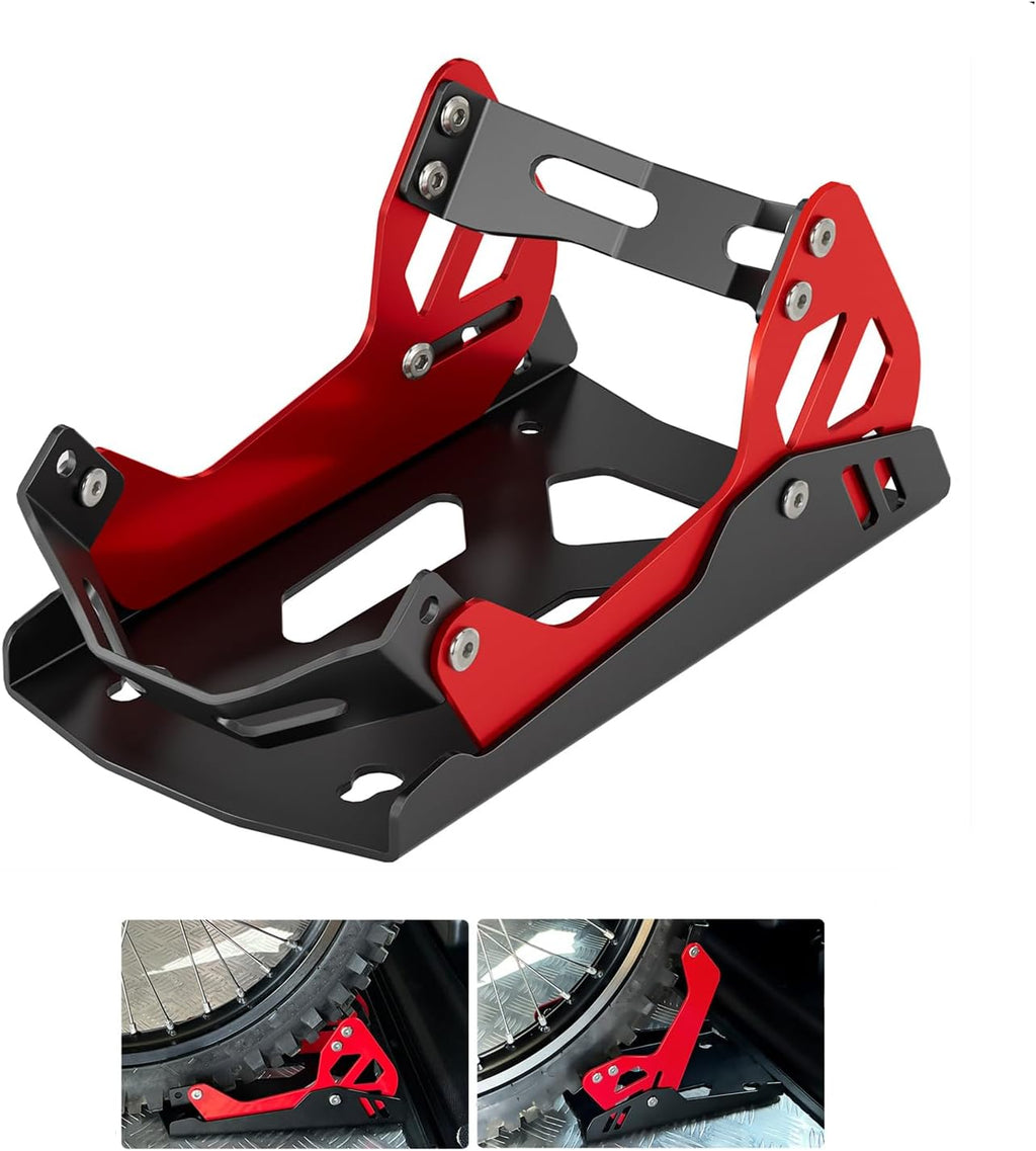 Motorcycle Wheel Chock,Special for Transportation Portable Adjustable 1800 lbs Capacity Front Tire Stand for 8"-21" Wheel Universal for Most Crusier Sports Dirt Bikes Trailer Truck-Red