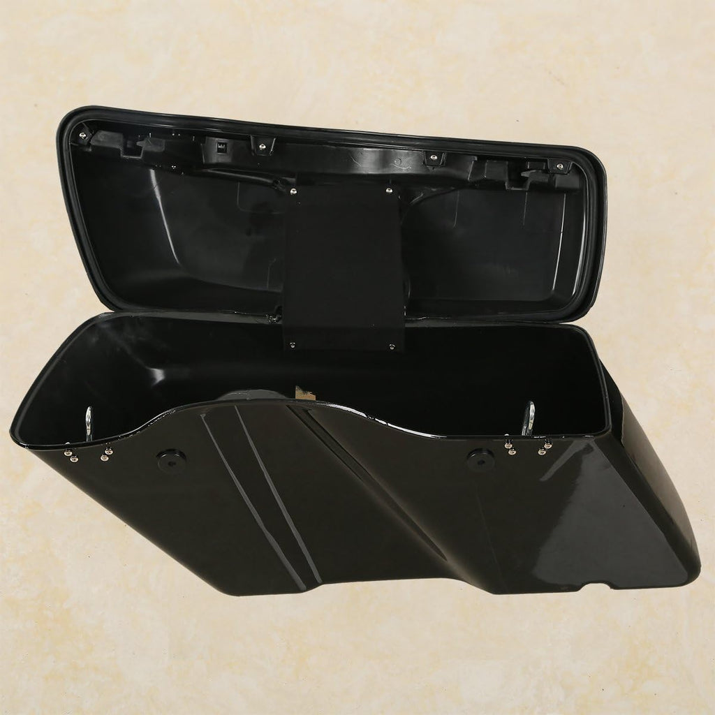 XFMT Vivid Black Motorcycle Saddlebags Hard Saddle Bags W/Black Latches & Conversion Bracket For Harley Softail Heritage Deluxe 1984-2017