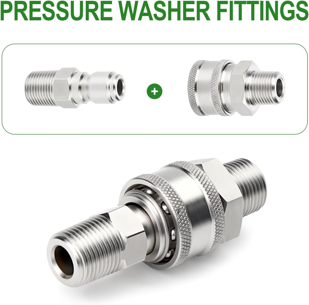 TAISHER 12PCS 304 Stainless Steel Pressure Washer Adapter Kit, Quick Connect Fittings，3/8" Male