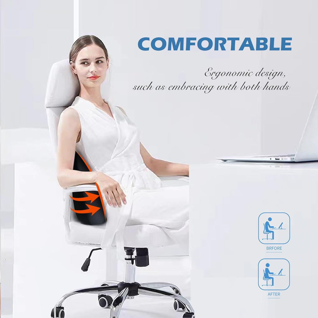 Super Cozy Lumbar Support Pillow for Car/Office Chair, 100% Memory Foam Lumbar Pillow with Breathable Removable Cover, Ergonomic Design - Back Support for Back Pain Relief(Adjustable Strap, Black)