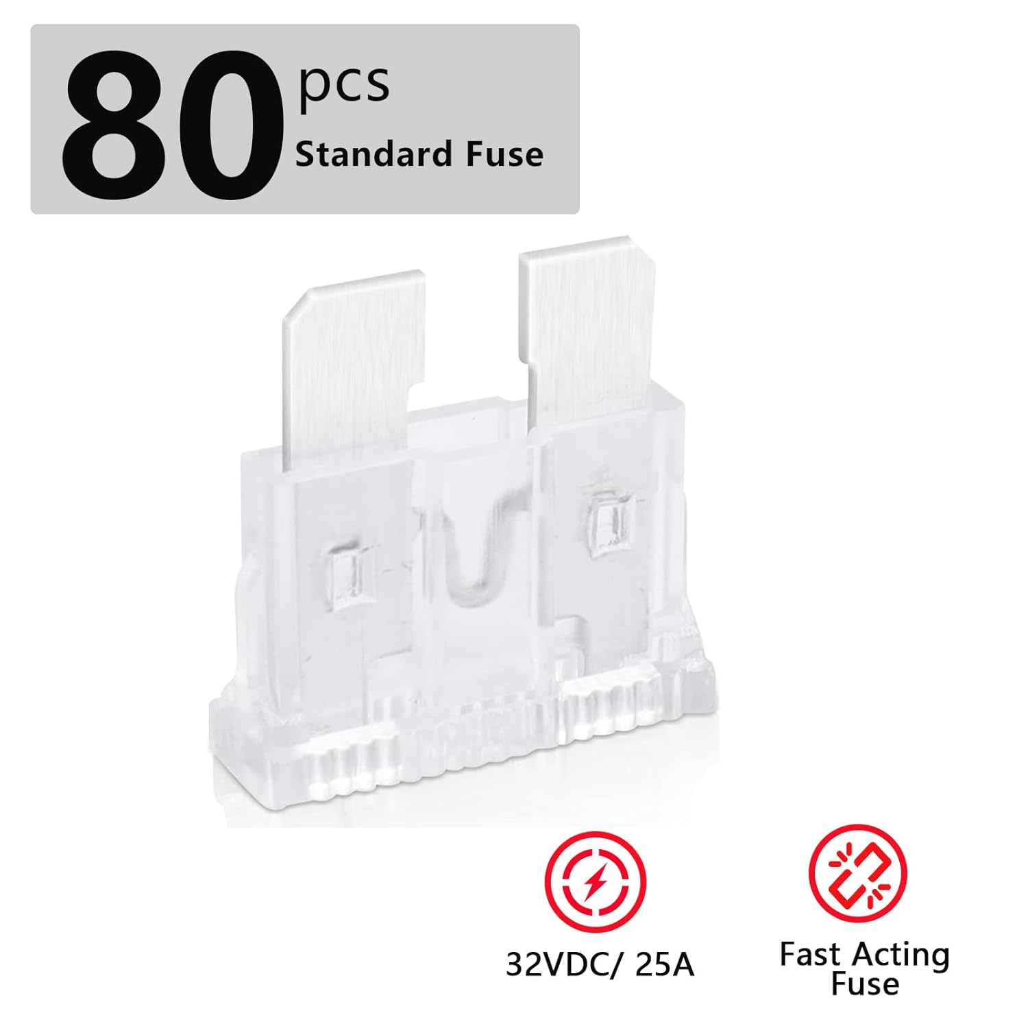 (80Pcs) 25Amp Standard Fuse, 25A Car Blade Fuses for Car/RV/Truck/SUV/Motorcycle/Boat