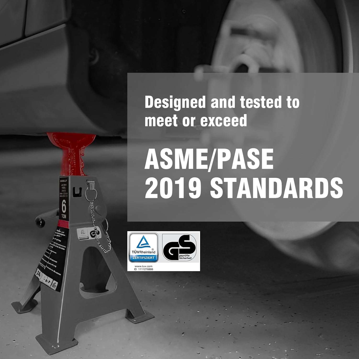Car Jack Stands 6 Ton with Double Locking and Large Foot Base for Lifting Cars,SUVS,MPVS, Heavy Duty Steel, 13000 lb Capacity, 1 Pair