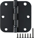 3 Pack Rounded Matte Black Door Hinges 3.5 Inch 5/8" Radius No Squeak Ball Bearing Interior 3-1/2"Flat Iron Bifold Residential Standard Bedroom Indoor for Doors 3 ½" Hardware Control House Home Decor