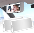 2 Pcs Car Sun Visor Vanity Mirror,Dimmable Rear View Visor Makeup Mirror with 3 Light Modes,White