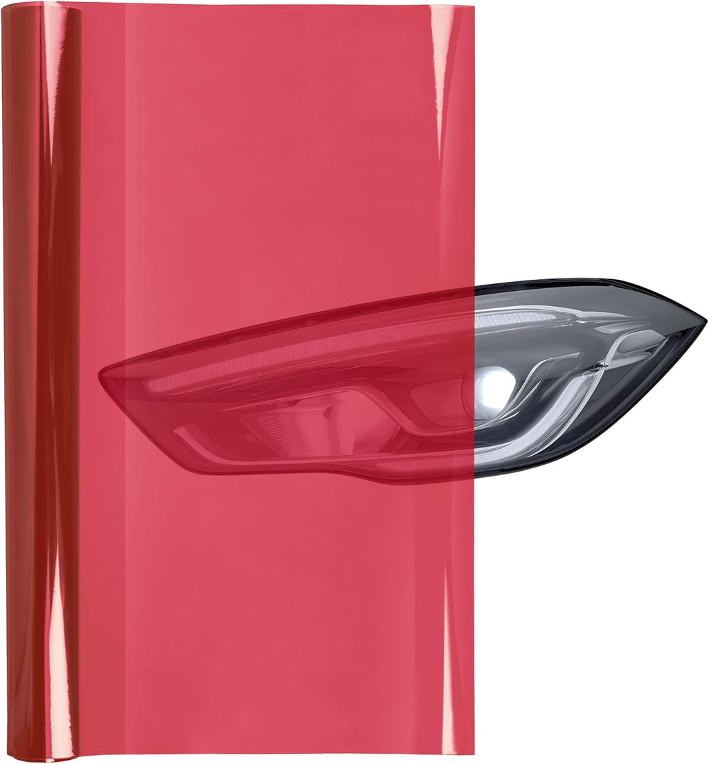 Lypumso 16 x 60 Inches Headlight Taillight Car Tint Vinyl Film, Self Adhesive Fog Lights Sticker Sheet Roll for Car Lights Cover Protection (Red)