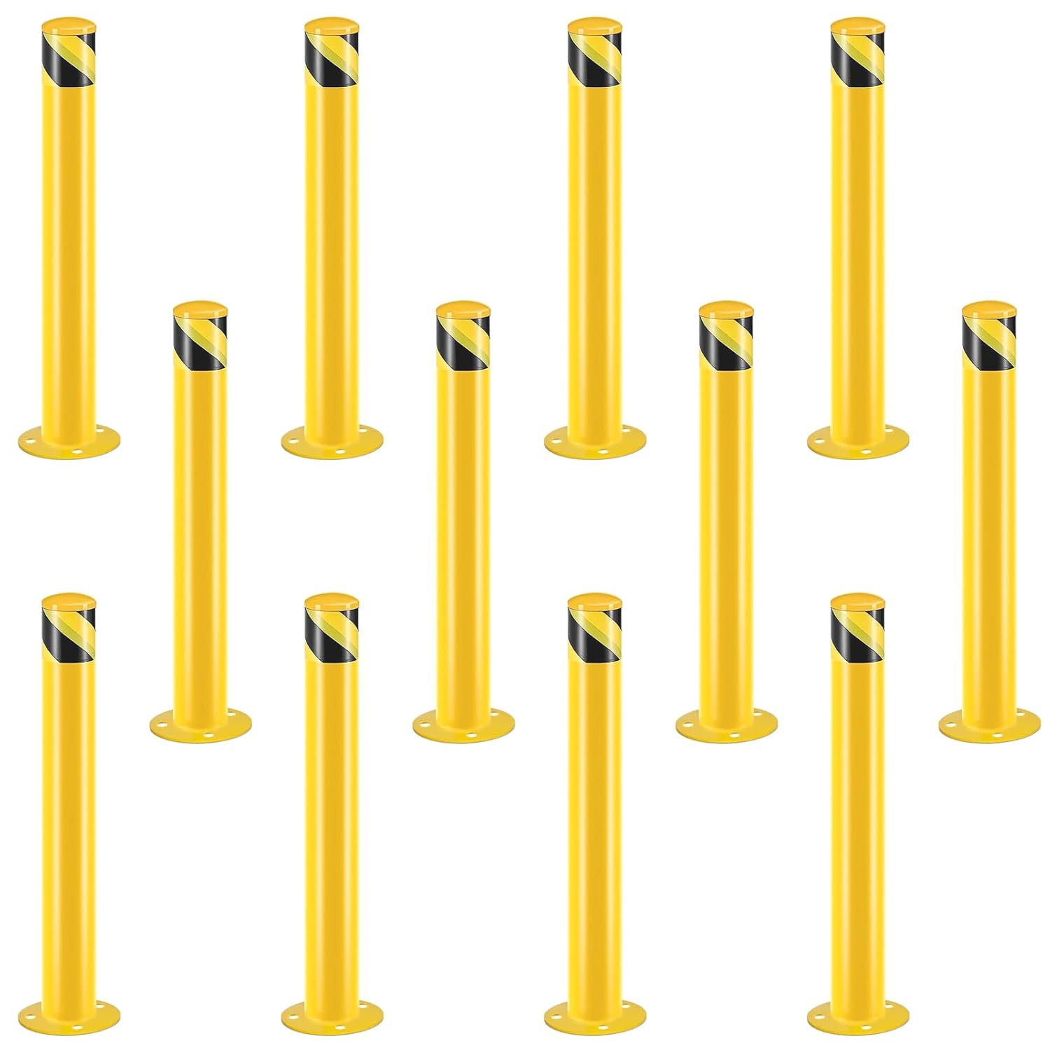 Safety Bollard Post, Steel Bollards,Parking Bollard, Yellow Powder Coated Safety Parking Barrier Post, for Traffic Sensitive Areas (12, 36"H*3.5"D)