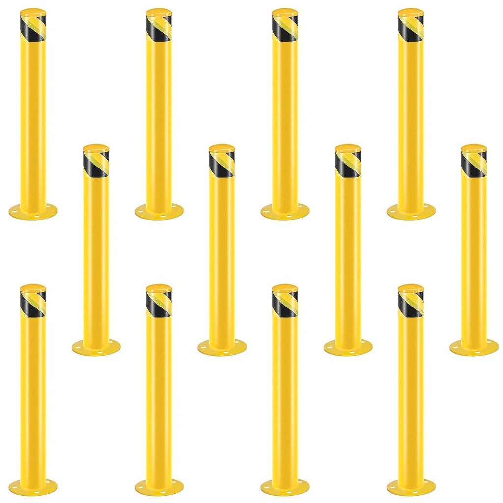 Safety Bollard Post, Steel Bollards,Parking Bollard, Yellow Powder Coated Safety Parking Barrier Post, for Traffic Sensitive Areas (12, 36"H*3"D)