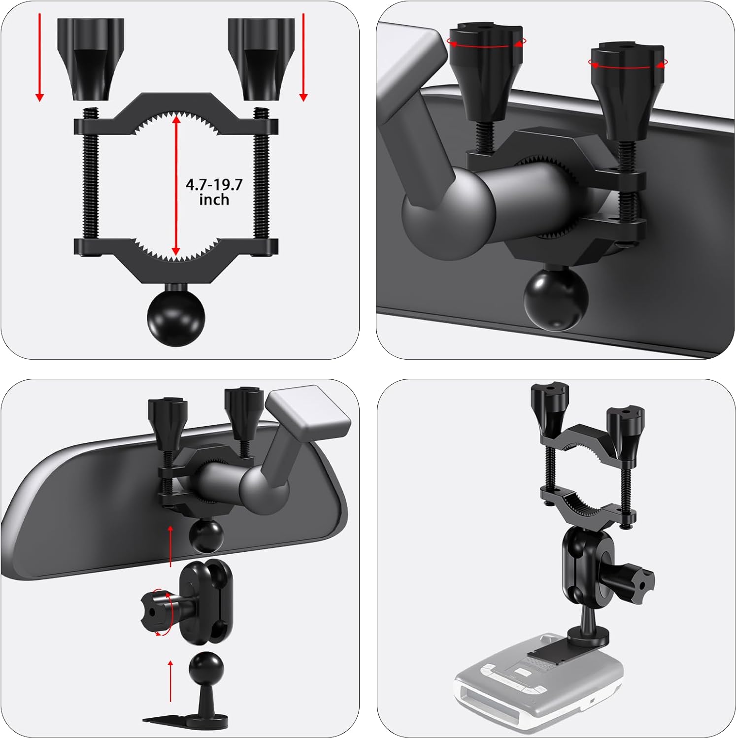 Radar Detector Mirror Mount,Radar Detector Mount,Suitable for Escort MAX,MAX 2,2015-2019 MAX360 Radar Mounting Base,with W/EZ Connection(Not Applicable to MAX 3 and MAX360C Model)