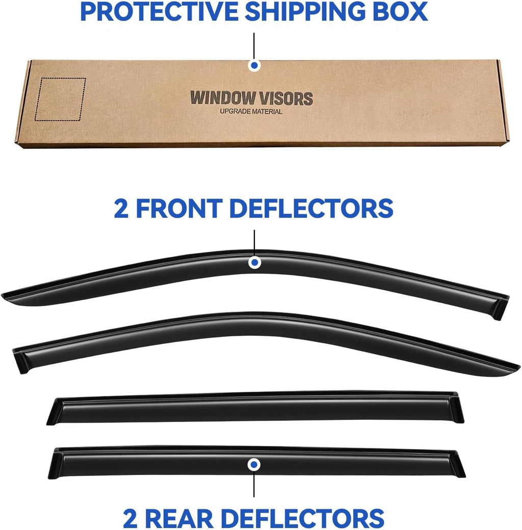 Window Visors Rain Guards for Honda Pilot 2016 2017 2018 2019 2020 2021 2022, Out-Channel Window Vent Wind Deflectors Visors Shades for 16-22 Pilot (Excludes Touring Models)