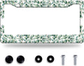 Green Leaf License Plate Frame Colorful License Plate Stainless Steel Funny License Plate Holder Personalized Leaves Car Accessory Decoration 12.3" x 6.3"for Men Women