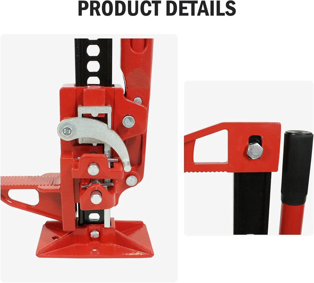 Multi-Functional Lift Jack, Farm Jack Heavy Duty Off Road, for Tractor, Truck, SUV, ATV, UTV, Off Road Accessories, Durable 3 Ton with Wide Base & Ratcheting Mechanism