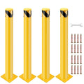 4 Pack Safety Bollard Post, 30 Inch Height 4.5 Inch Diameter Yellow Pipe Safety Steel Bollards with Anchor Bolts and Wrench, Steel Bollards for Road Warning Construction Public Place Traffic Control