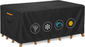 Outdoor Waterproof Furniture Cover, 126W x 74L x 28H inches Heavy Duty 600D Rectangular Table and Chair Set Protection, Black