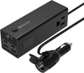 HITRENDS 300W Car Power Inverter, DC 12V to AC 110V with 2 USB Ports, 2 Type-C Ports, and 2 AC Outlets for Car, Home, and Travel Use (Black)