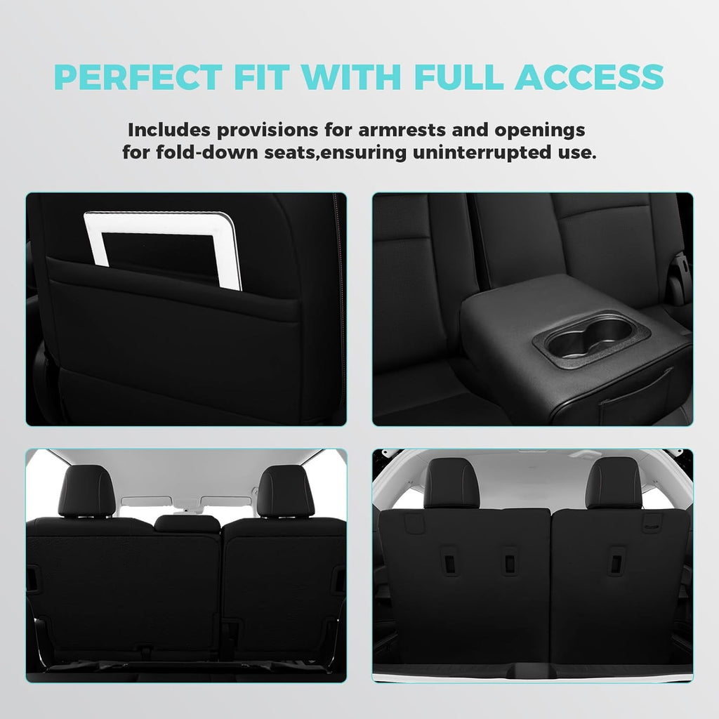 Custom Fit for Honda Pilot Seat Covers, Car Seat Protectors Full Set for Pilot LX EX 2016 2017 2018 2019 2020 2021 2022-8 Seats, Faux Leather, Black Red
