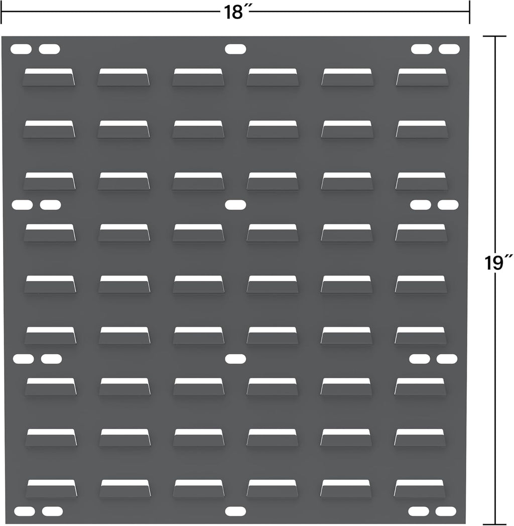 Akro-Mils 30618 Heavy Duty Wall Mount Garage Storage Steel Louvered Panel | Wall Storage Bin Hanging Organizer System for AkroBins, 18-Inch W x 19-Inch H, Grey, 4 Pack