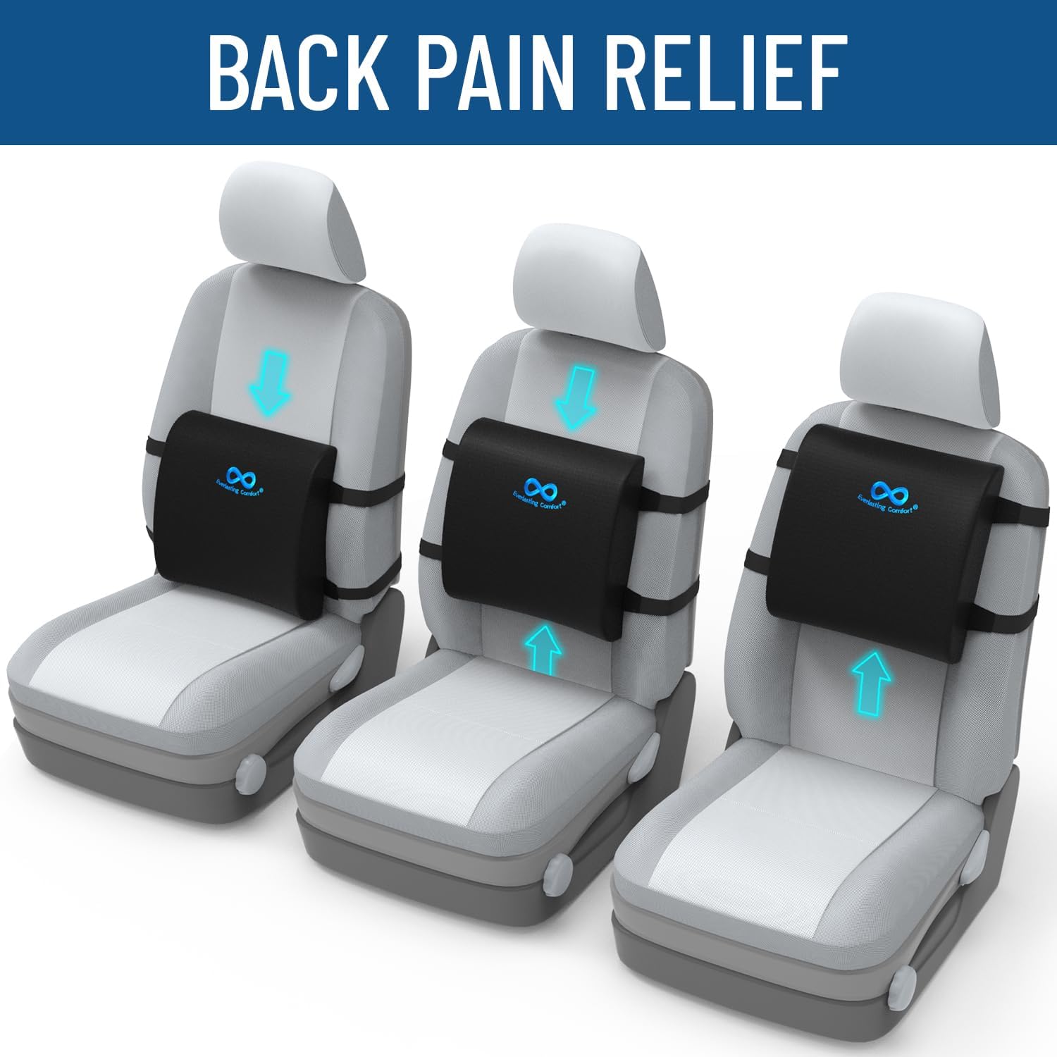 Everlasting Comfort Doctor Recommended Memory Foam Seat Cushion for Office Chairs & Car Seat - Ergonomic Office Desk Accessories for Tailbone Pain Relief, Sciatica & Back Support