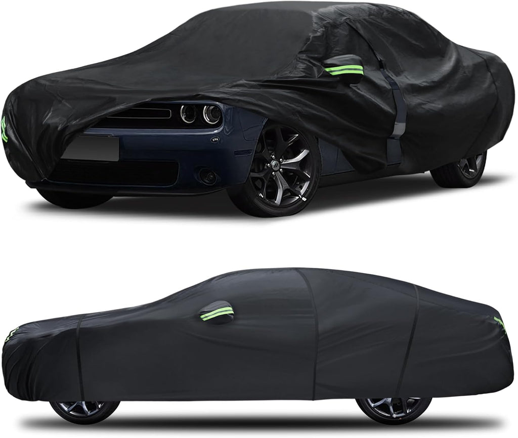 Car Cover Custom Fit for Dodge Challenger 2008-2023,6 Layers Truck Cover Waterproof All Weather for Automobiles,Outdoor Full Exterior Cover,Rain, Sun, Wind Protection,Black