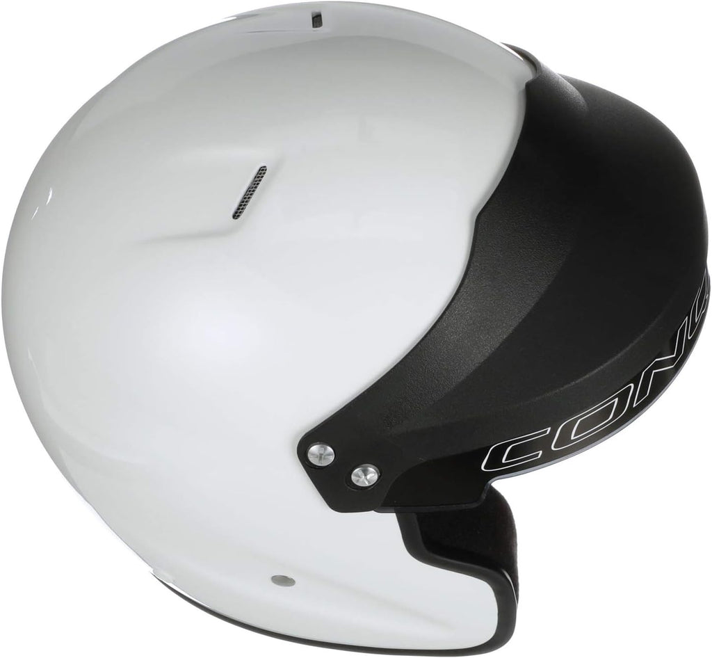 Conquer Snell SA2020 Approved Open Face Auto Racing Race Car Helmet - Adult | Men | Women | Youth - ( Black / White / Silver )