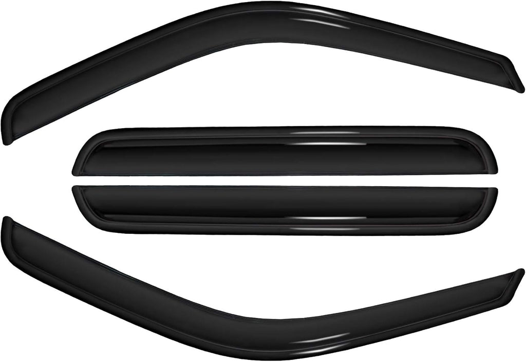 4pc Sun Rain Guards Window Visor Wind Deflector Compatible with Ford Excursion 2003-2005 Smoke 94438