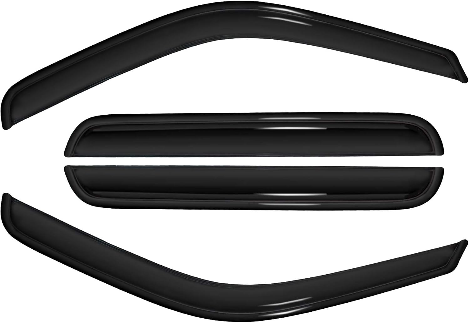 4pc Sun Rain Guards Window Visor Wind Deflector Compatible with Ford Excursion 2003-2005 Smoke 94438