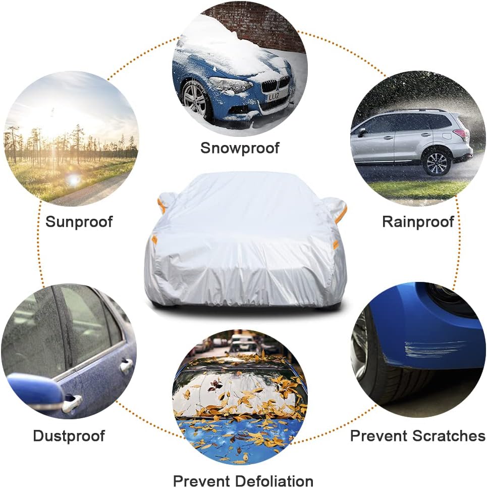Kayme 6 Layers SUV Car Cover Custom Fit for Jeep Compass（2006-2025） Waterproof All Weather for Automobiles, Outdoor Full Cover Rain Sun UV Protection.Silver