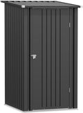 Greesum 3×3FT Outdoor Storage Shed, Metal Sheds with Sloping Roof and Lockable Single Door, Steel Tool Shed for Backyard, Bike, Patio, Garage, Lawn, Black