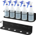Therwen 2 Pcs 5 Holes All Purpose Steel Spray Bottle Holder Heavy Duty Spray Can Holder Rack Organizer Easy Install Wall Mount Paint Bottle Organizer Storage Rack for Garage Home Workspace(Black)