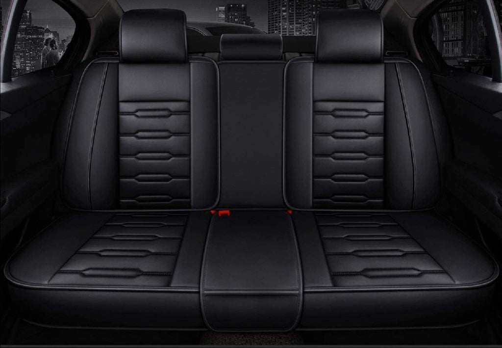 Seat Covers Full Set, Waterproof Leather Seat Covers for Cars, 5 Seats Universal Car Seat Protectors, Black Car Seat Covers Car Seat Cushions Fit for Most Cars (Black)