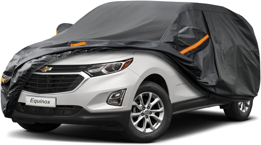 Kayme 7 Layers SUV Car Cover Custom Fit for Chevrolet Chevy Equinox (2005-2025) Waterproof All Weather for Automobiles, Outdoor Full Cover Rain Sun UV Protection.Black
