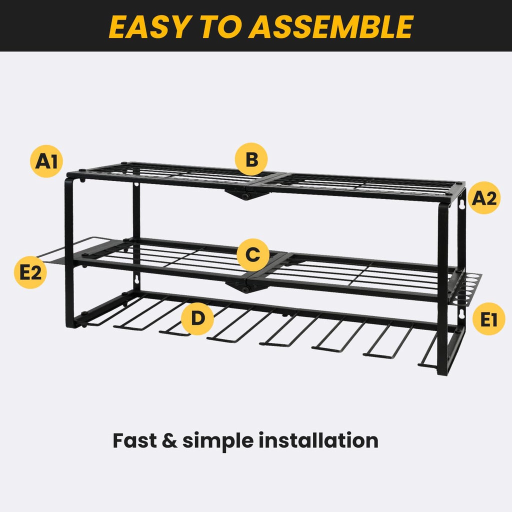 Wall Mount Power Tool Organizer, 3 Layer 7 Drill Hangers Storage Rack, Tool Organizers and Storage for Garage, Workshop, Pegboard, Shed - 26 inch