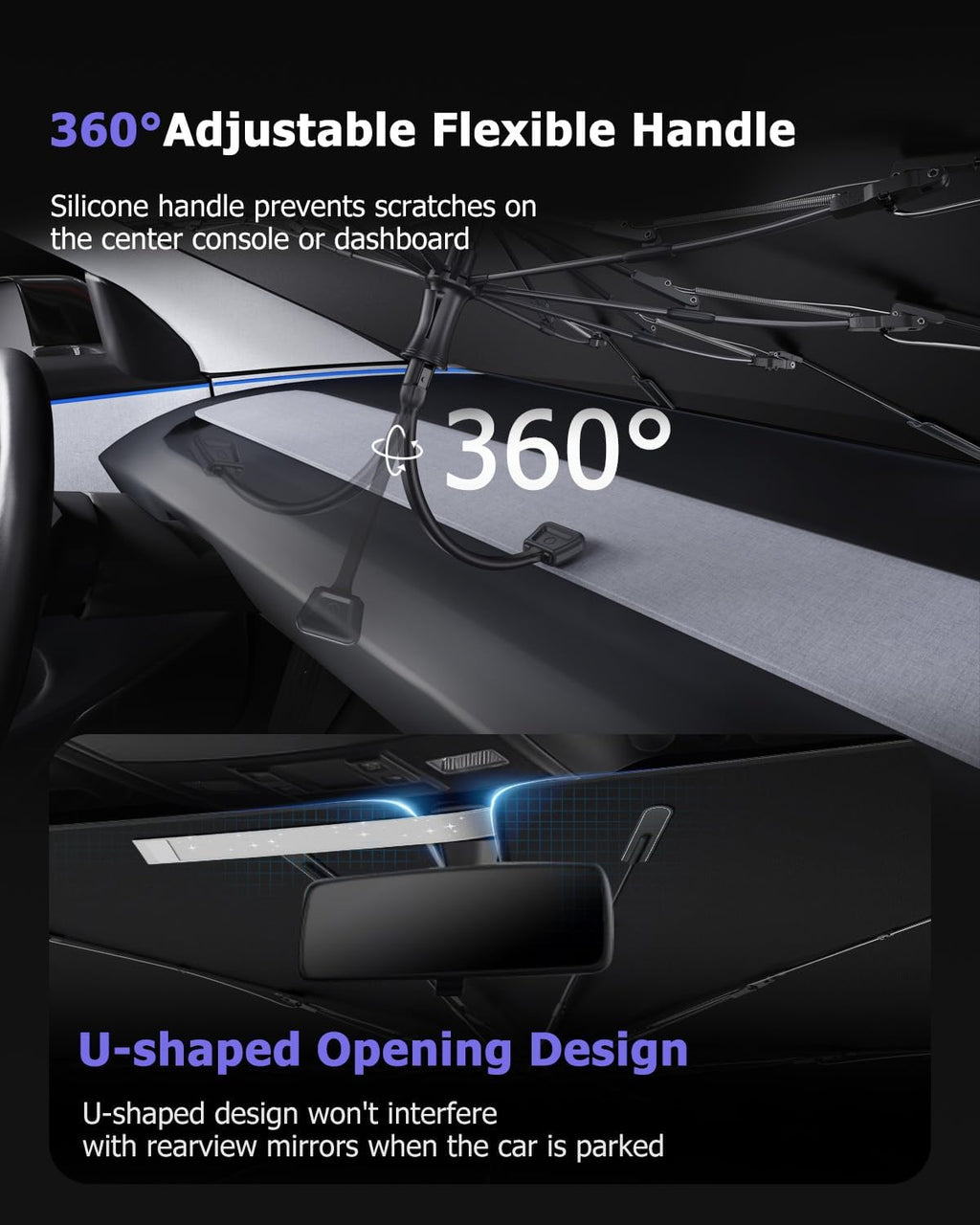 2025 Upgrade Car Windshield Sun Shade Windshield Sunshade Umbrella [Star Fabric] Protect Car from Sun Rays&Heat Damage Keeps Vehicle Cool, Spring Structure Edge Fits Sedans,SUVs,Trucks,Hatchbacks (S3)