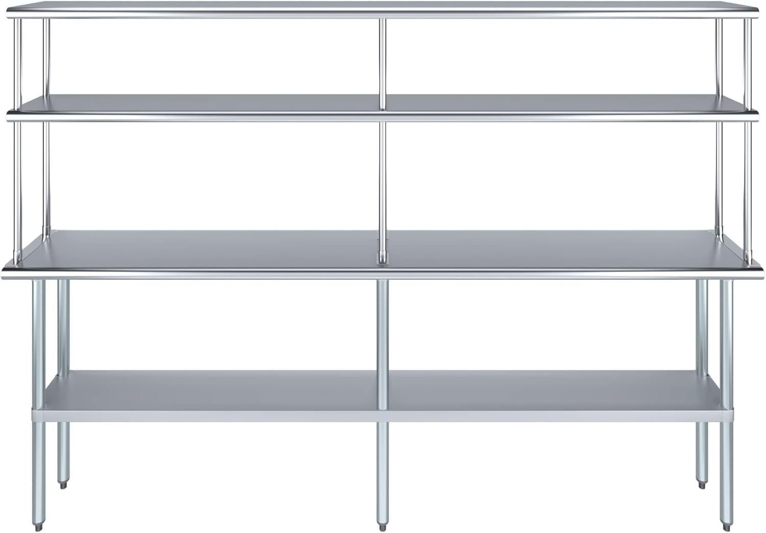 Amgood Stainless Steel Work Table Double Tier Overshelf | Metal Kitchen Prep Table & Shelving Combo | NSF (14" x 96" Work Table + 12" Overshelf)