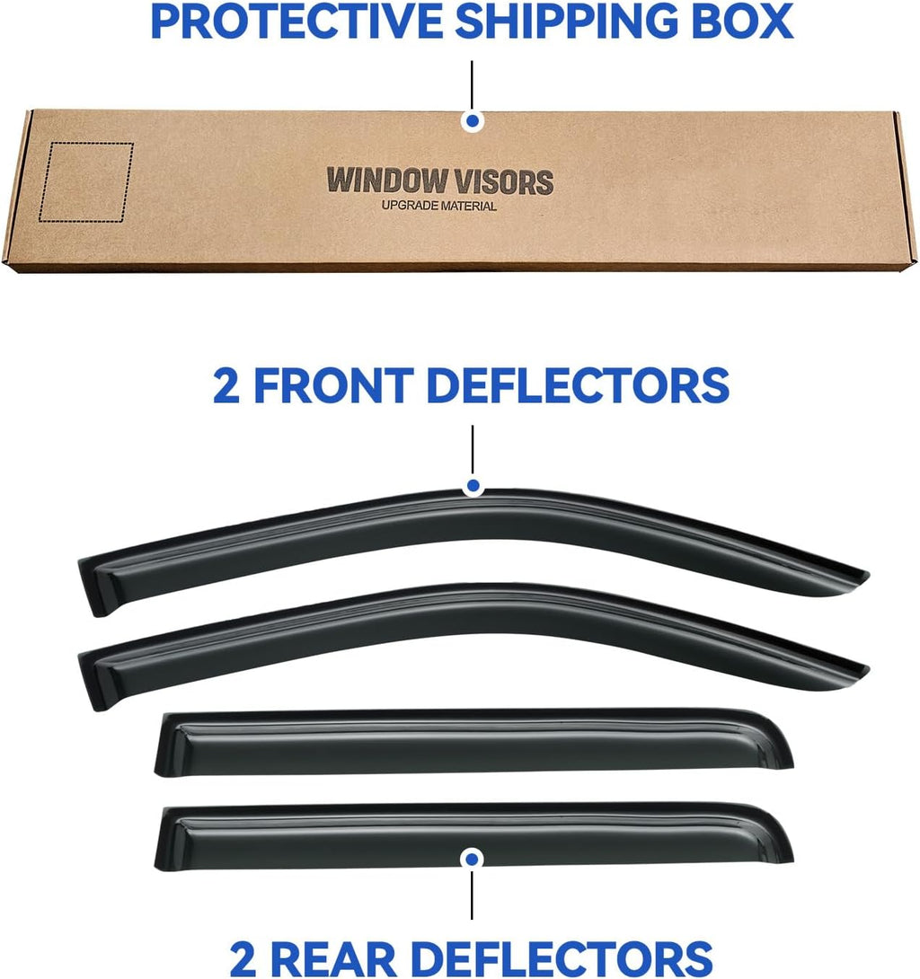 Window Visors Rain Guards Shield for 2005-2021 Nissan Frontier Crew Cab, Out-Channel Window Vent Wind Deflectors Visors Shades for 2009-2013 Suzuki Equator Crew Cab