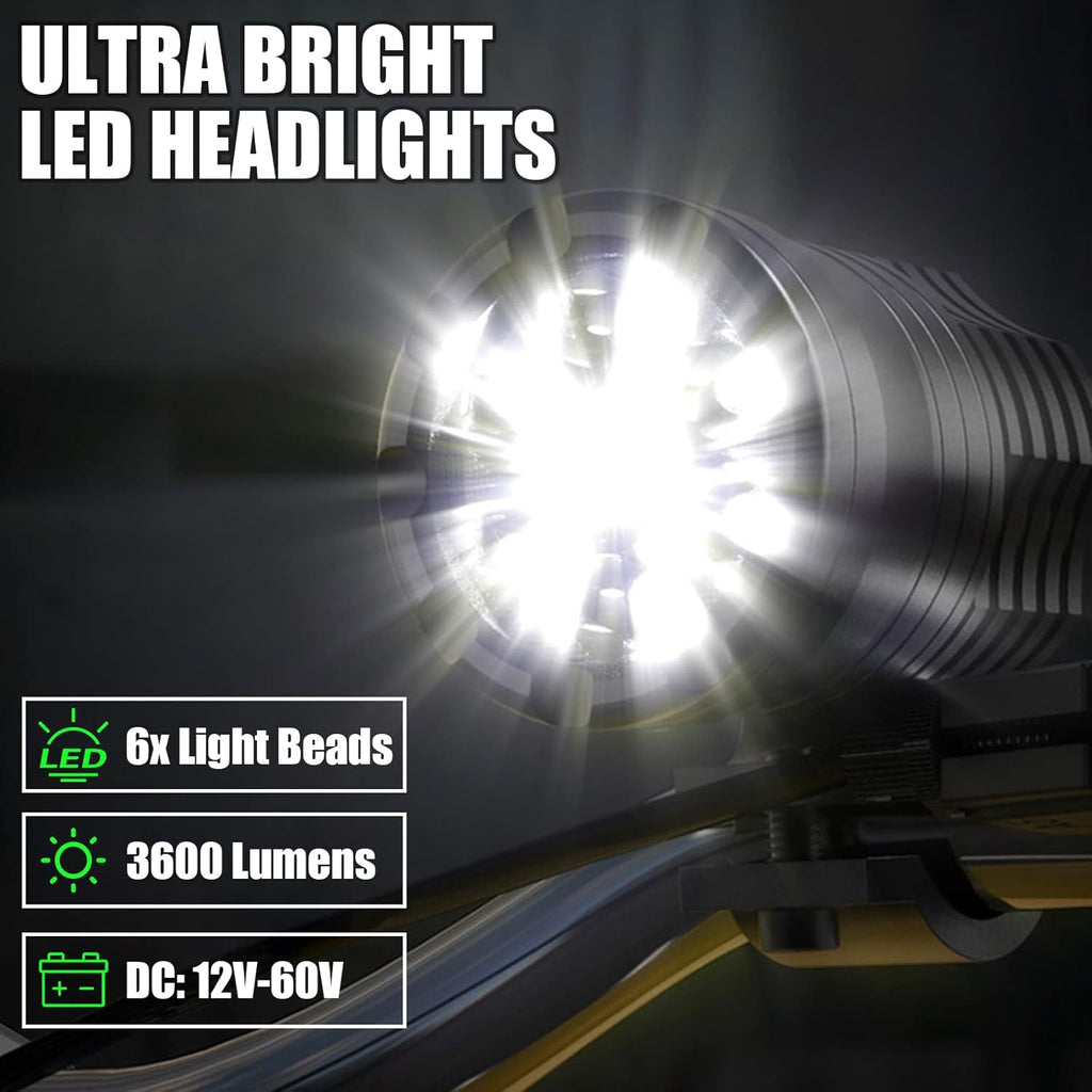 Motorcycle Driving Light 12-60V 40W 3600LM LED Fog Light for ATV UTV Bike Car Truck Boat Forklift Waterproof LED Spotlight with 6 Light Beads High Low Strobe Beam Switch Universal (Black 1)