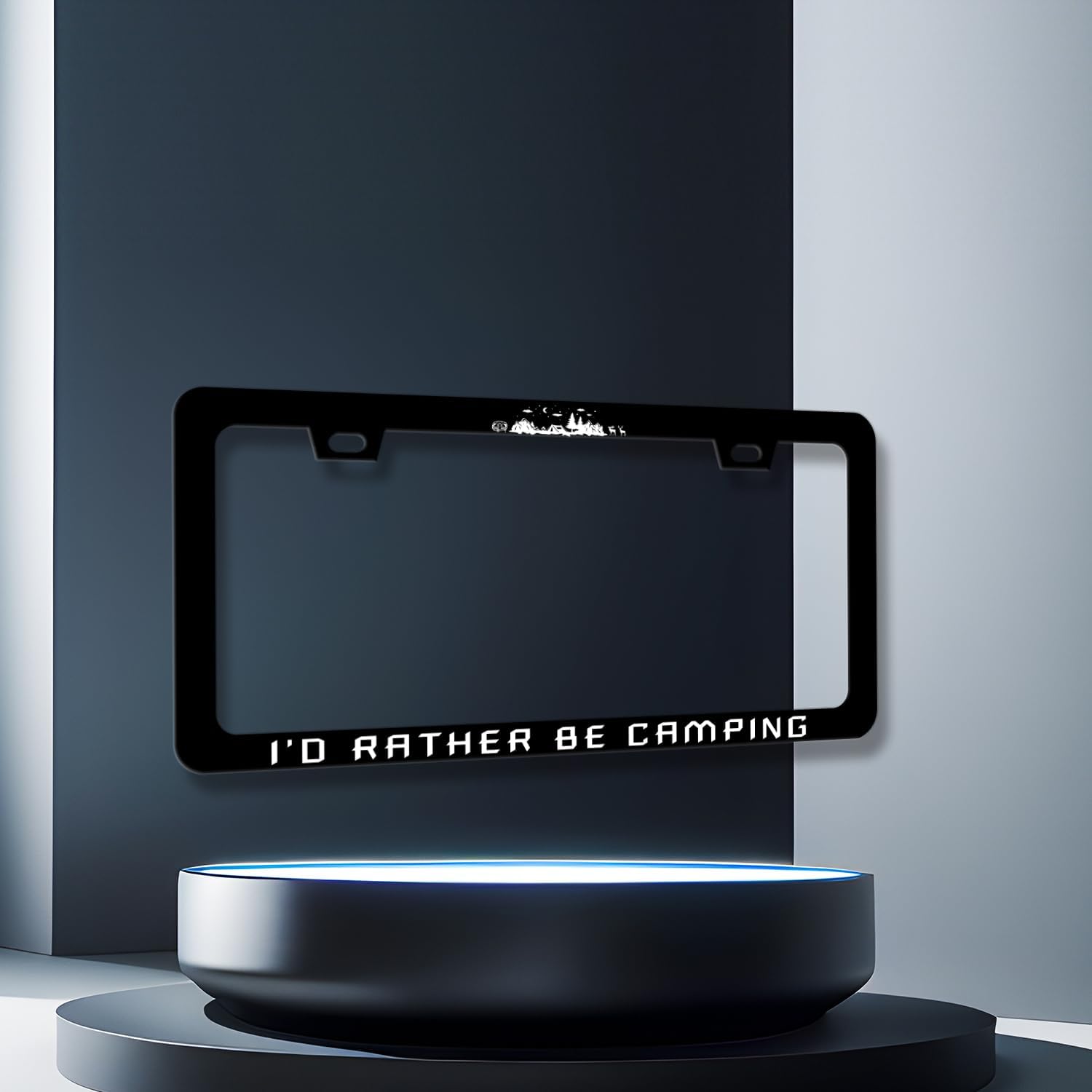 I'd Rather be Camping License Plate Frame Funny Camper License Plate Holder for Personalized Mountain Car Decorative Stainless Steel License Plate Camp Auto Part with Screws 12.2" x 6.2"
