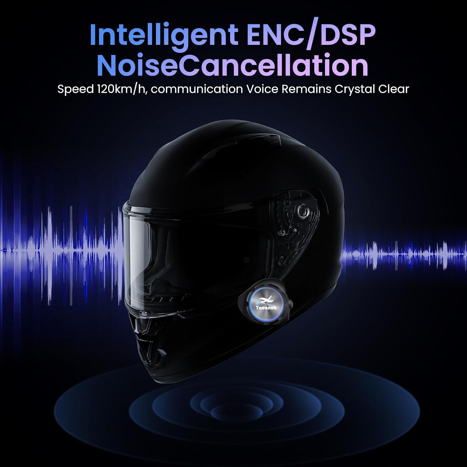 Y3 Helmet Bluetooth Headset (More Suitable for Couples), Auto Answer Phone, Intercom, Music, Intercom, Active Noise Cancellation, Waterproof (1 Pack)