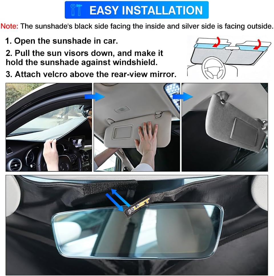 KUST Windshield Sun Shade for 2017-2024 Nissan Armada Accessories Custom Fit Sunshade Window Sun Visor Protector Foldable Blocks UV Rays Keep Your Car Cooler