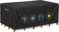 Outdoor Waterproof Furniture Cover, 88W x 62L x 28H inches Heavy Duty 600D Rectangular Table and Chair Set Protection, Black