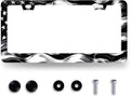 Black White American Flag License Plate Frame Patriotic USA Flag License Plate Stainless Steel Funny Black Accessories Cars Decor 12.2 X 6.2 Inch with 2 Holes and Screws Fits Standard Us Ca Vehicles