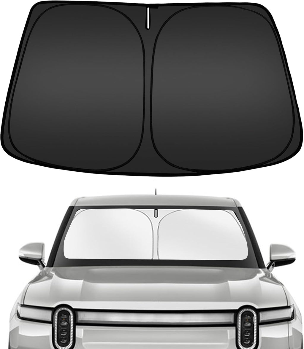 ARISMOTOR Windshield Sun Shade for Rivian R1T 2022-2025, Custom Fit Foldable Front Window Sunshade Sun Visor Protector, Block UV Rays Keep Your Car Cooler